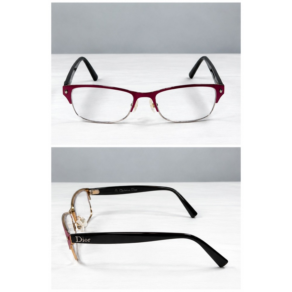 Christian Dior Eyeglasses Red/Burgundy Rosegold Black Frame CD3772 54-16-140